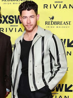 Nick Jonas Power Ballad 2026 Grey And Black Leather Jacket