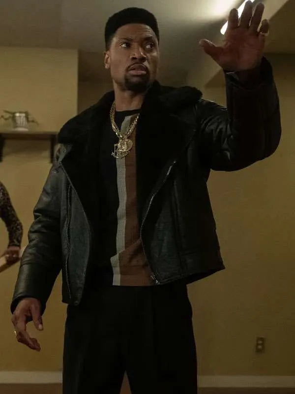 London Brown Power Book III Raising Kanan S05 Shearling Leather Jacket