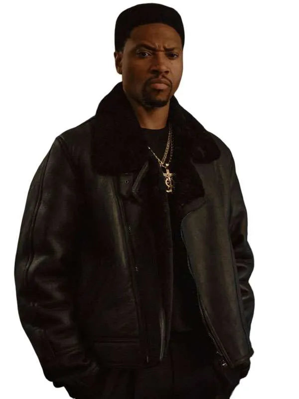 London Brown Power Book III Raising Kanan S05 Shearling Leather Jacket