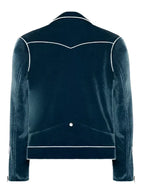 Power Ballad Nick Jonas Blue Velvet Biker Jacket