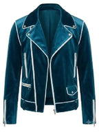 Power Ballad Nick Jonas Blue Velvet Biker Jacket