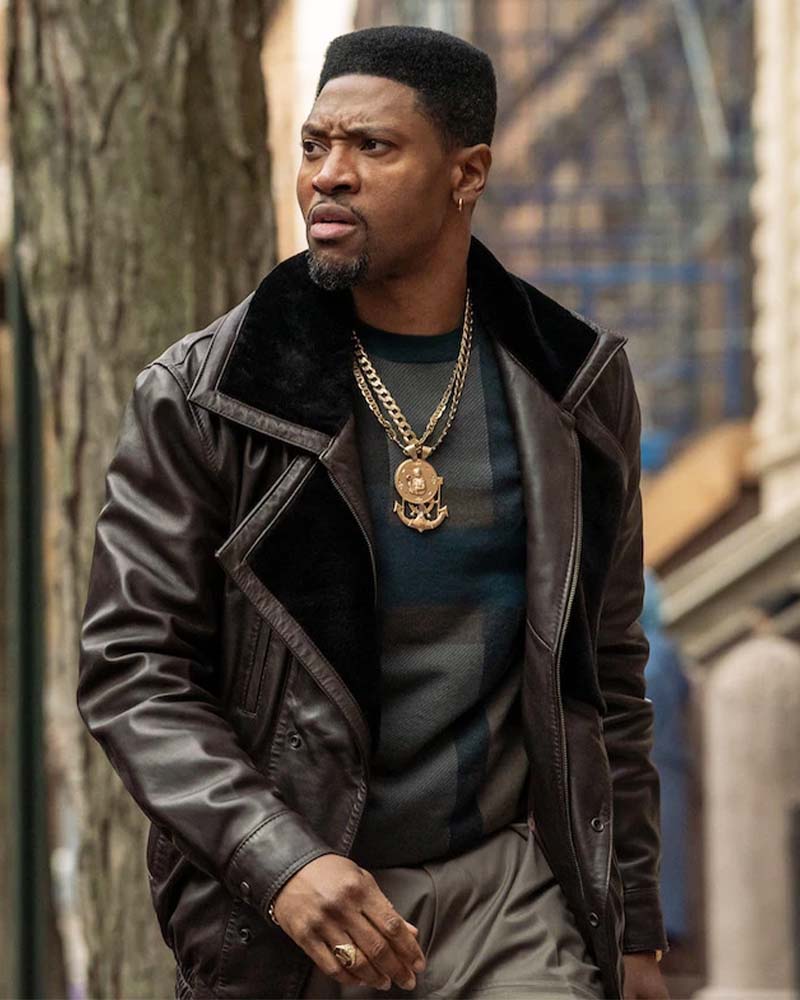 London Brown Power Book III Raising Kanan S05 Shearling Leather Jacket