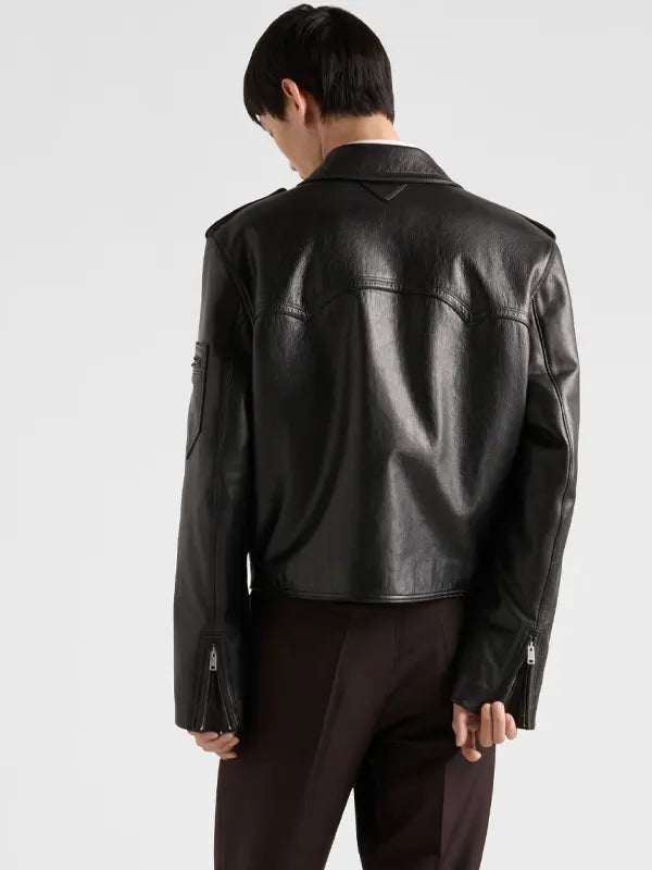 Prada Black Leather Jacket Men