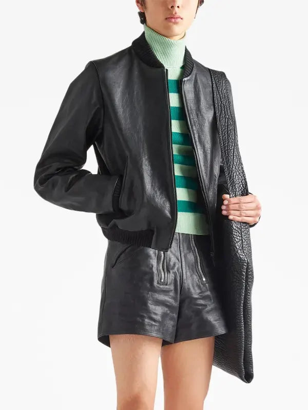 Prada Leather Bomber Jacket