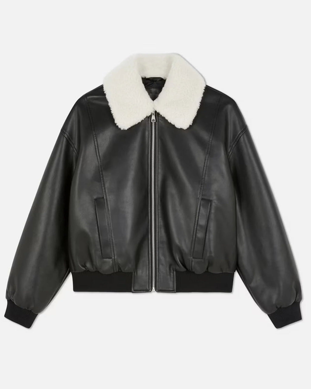 Primark-Bomber-Leather-With-Shearling-Collar-Jacket