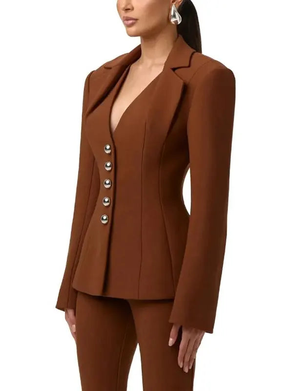Real Housewives of Orange County S20 Gina Kirschenheiter Brown Blazer