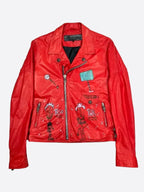 Red Chrome Hearts Leather Jacket