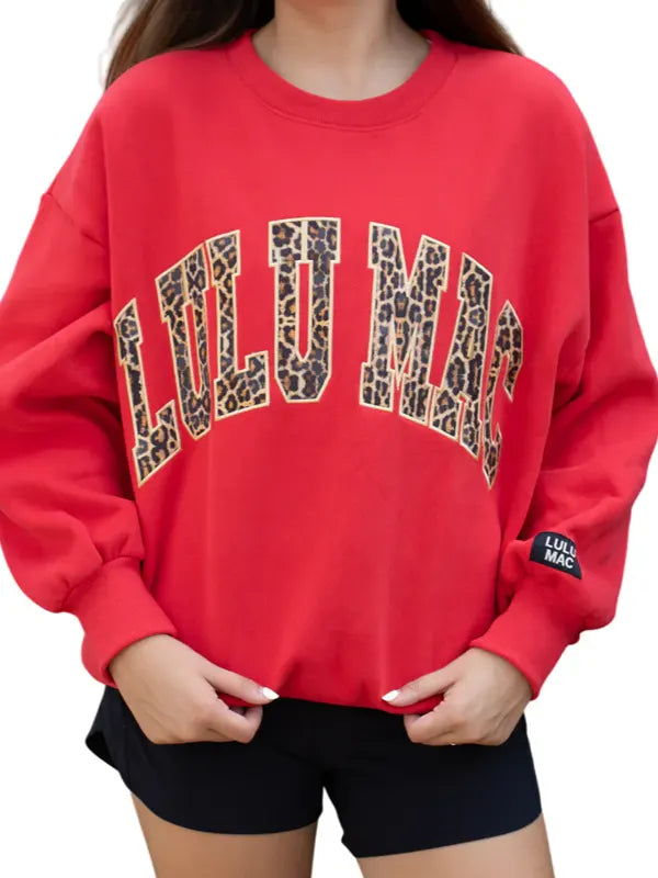 Red Leopard Lulu Mac Sweatshirt Women