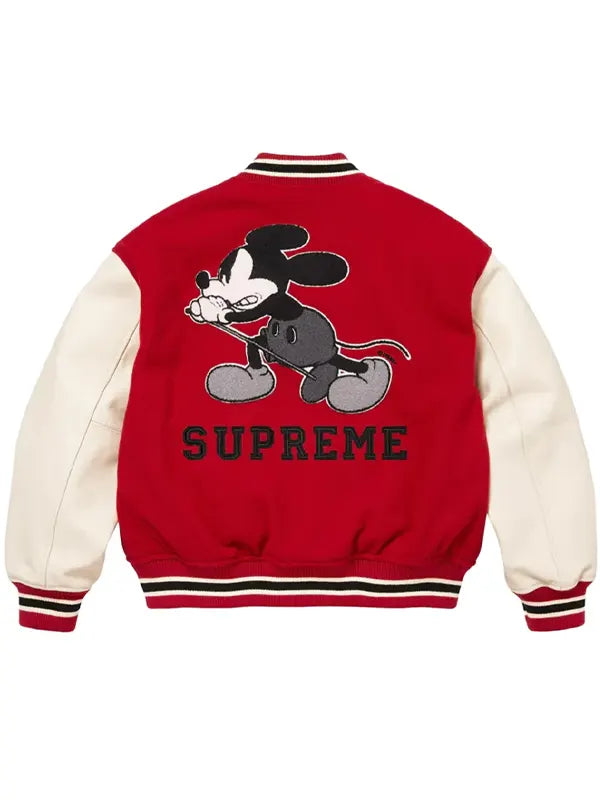 Red Mickey Mouse Letterman Jacket