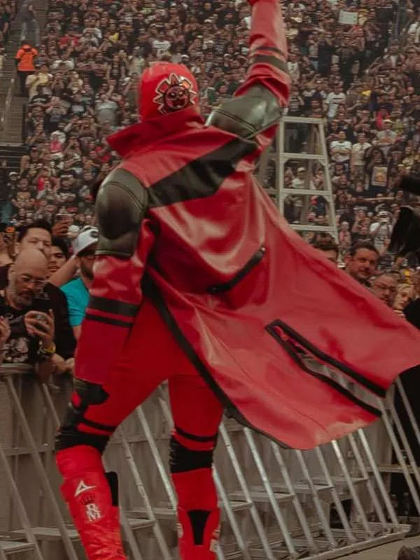 WrestleMania 42 Rey Mysterio Red Leather Coat