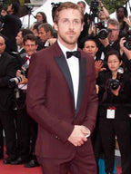 Ryan Gosling Red Carpet Burgundy Tuxedo