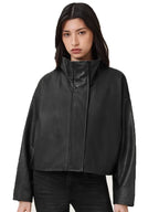 Ryder Funnel Neck Leather Jacket