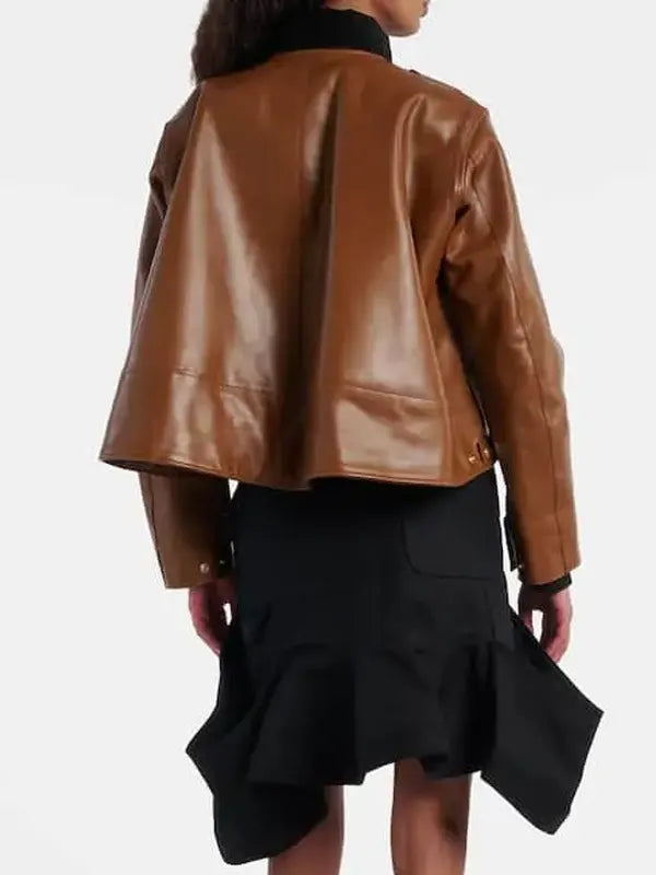 Sacai Leather Jacket Brown