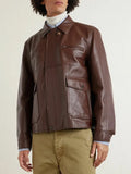 Sacai Leather Jacket Brown