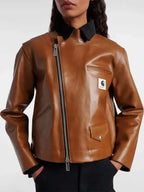 Sacai Leather Jacket Brown