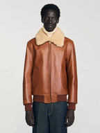 Sandro-Leather-Bomber-Jacket-With-Fur-Collar