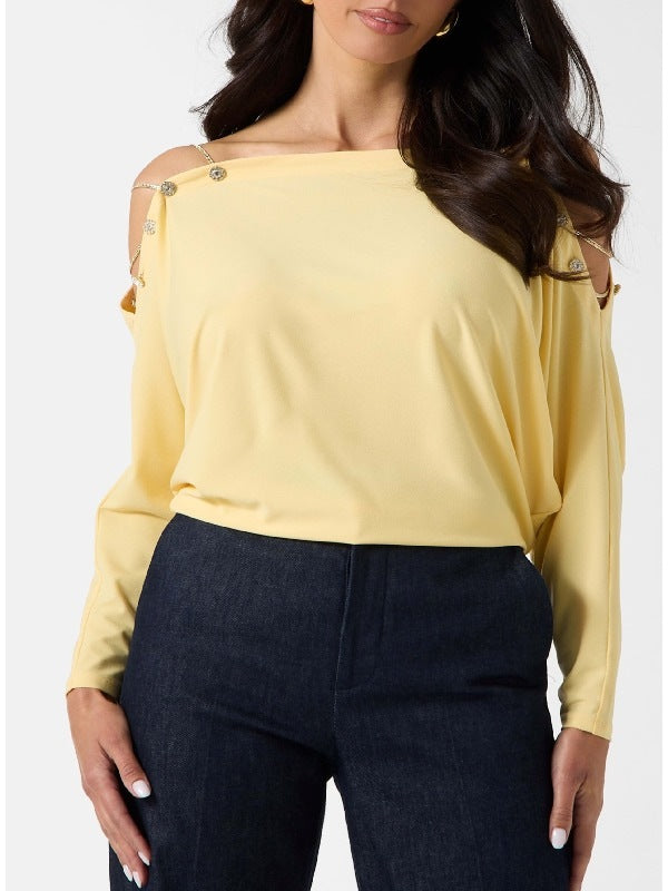 The Young and the Restless Sharon Newman Yellow Off-the-Shoulder Top