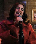 Ella Bright Cherry Pie Red Bomber Jacket