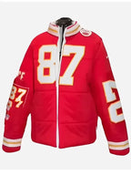 Shop 87 Taylor Swift Travis Kelce Red Puffer Jacket
