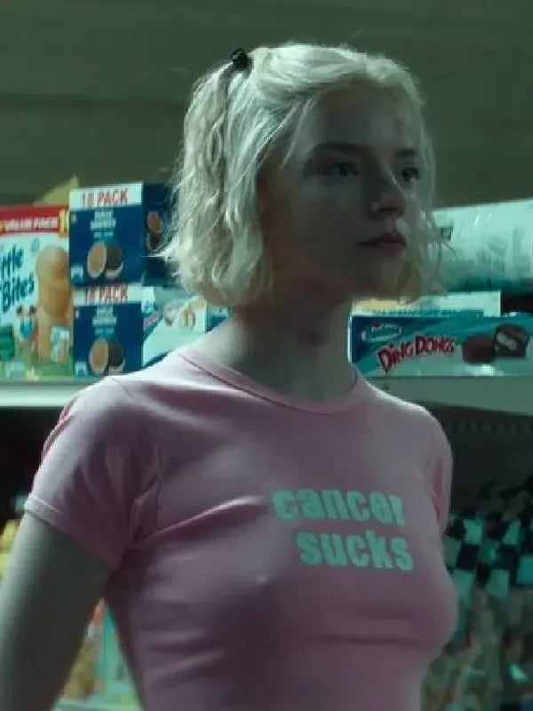 Lucky S01 Anya Taylor-Joy Cancer Sucks Pink Top