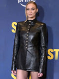 Steal S01 Sophie Turner Black Leather Coat