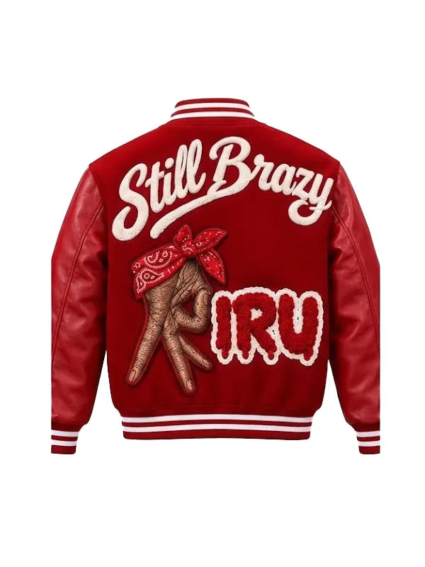 Still Brazy Red Bandana "PIRU" Varsity Letterman Jacket