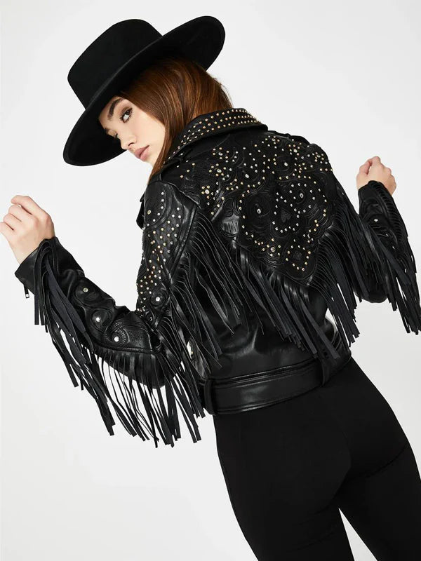 Studded-Fringe-Faux-Leather-Jacket
