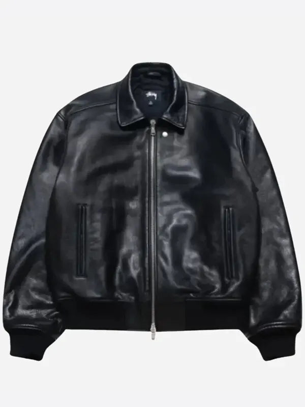 Stussy Leather Flight Jacket Black