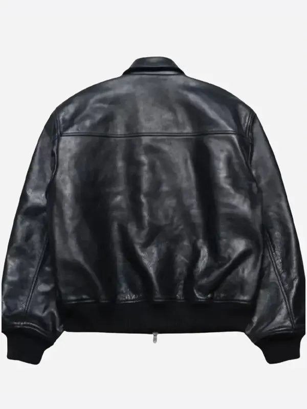 Stussy Leather Flight Jacket Black