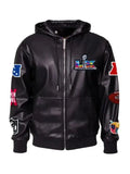 Super Bowl 2026 Vegan Leather Hooded Jacket