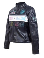 Super Bowl LX Black Moto Leather Jacket
