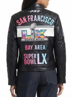 Super Bowl LX Black Moto Leather Jacket