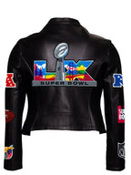 Super Bowl LX Black Moto Leather Jacket