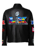 Super Bowl LX Black Moto Leather Jacket