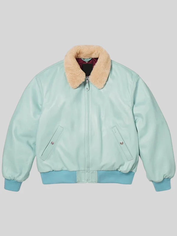 Supreme-Schott-Shearling-Jacket-Light-Blue
