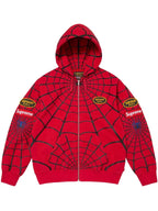 Supreme-Spider-Man-zip-up-Hoodie-Red