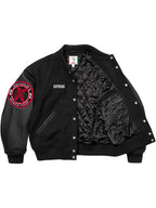 Supreme-X-40-Acres-Malcolm-X-Varsity-Black-Jacket