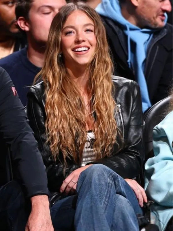 Sydney Sweeney Black Leather Jacket