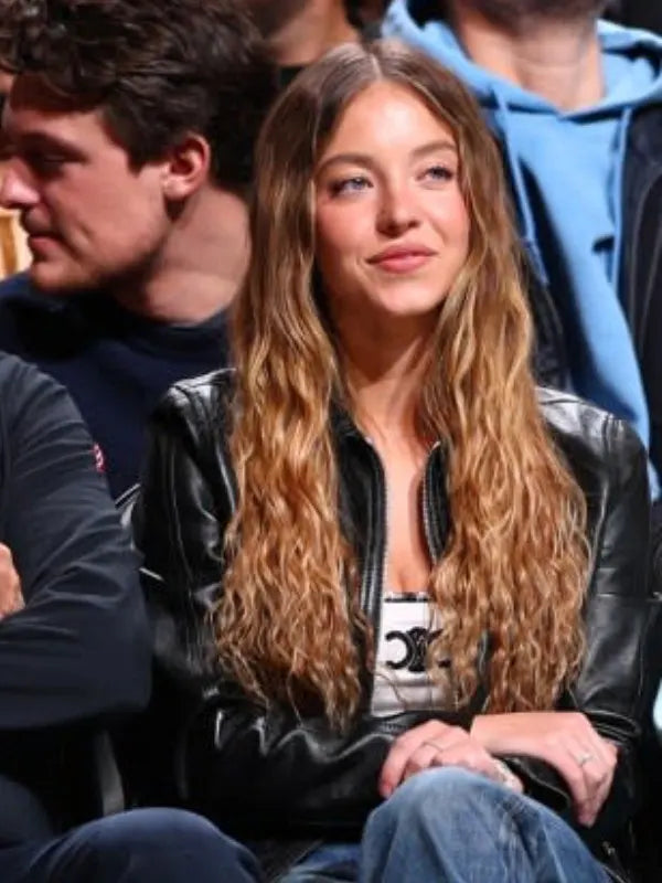 Sydney Sweeney Black Leather Jacket