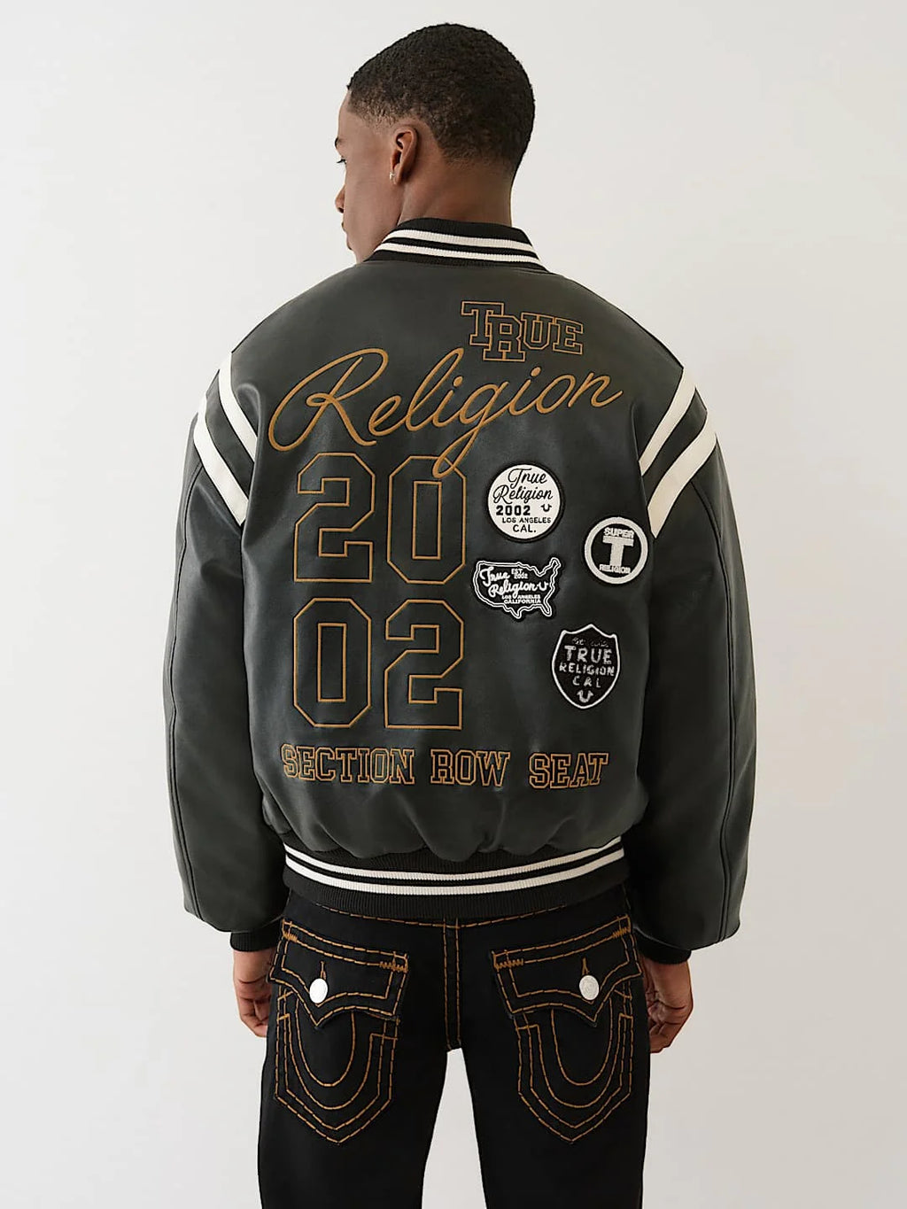 True Religion Varsity Jacket Black And Gold - Embroidery