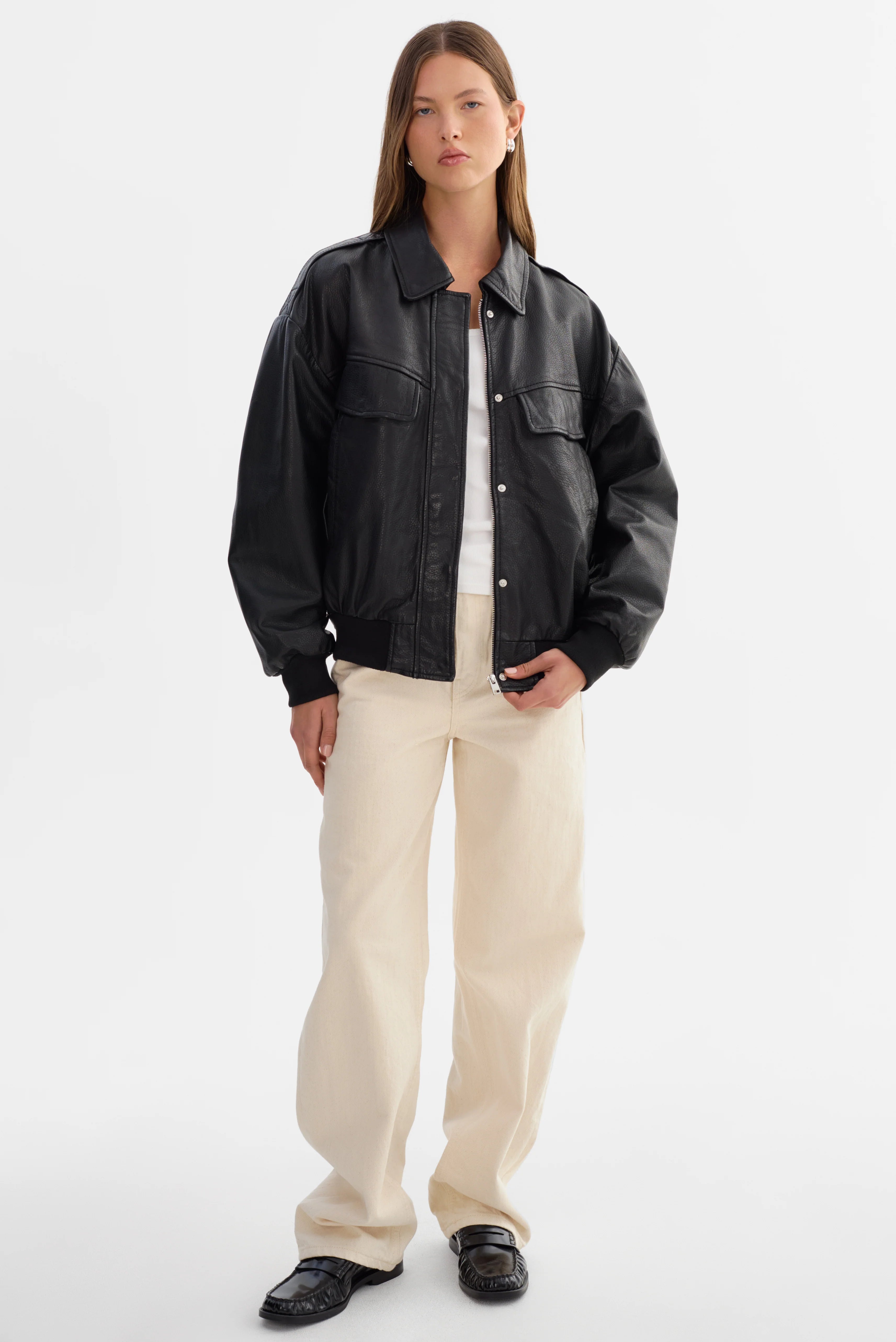 LAMARQUE Trevanna Leather Bomber Jacket