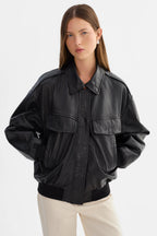 LAMARQUE Trevanna Leather Bomber Jacket