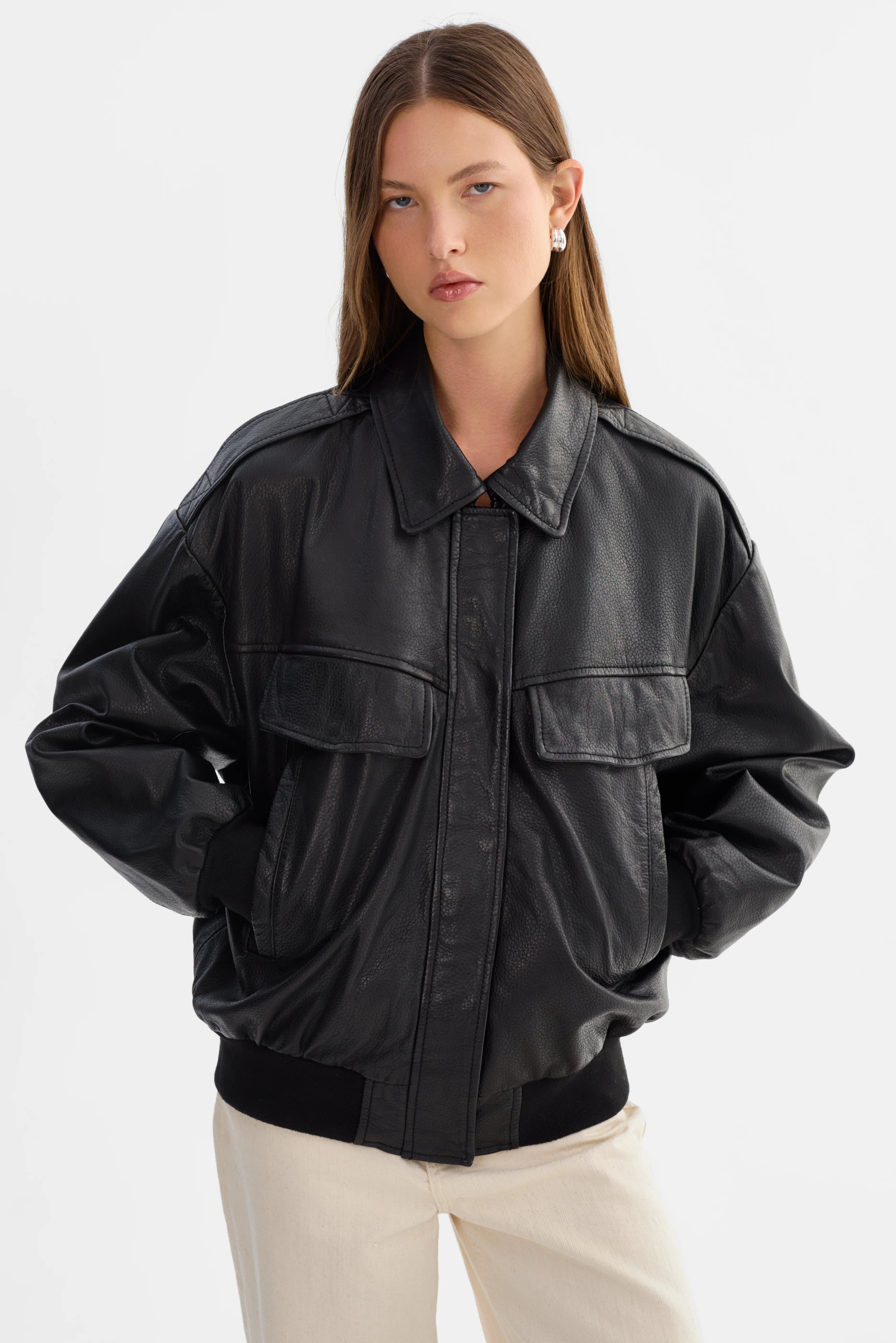LAMARQUE Trevanna Leather Bomber Jacket