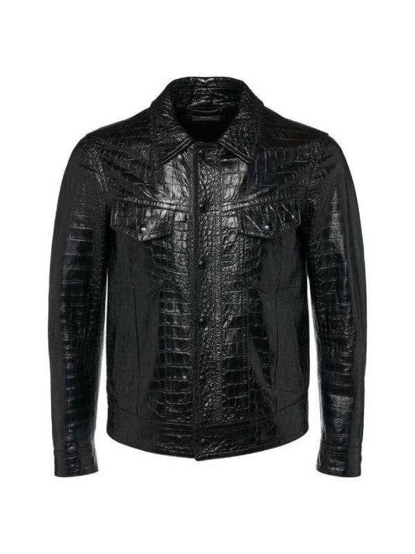 Next Gen NYC S2 Brooks Marks Croc Black Leather Jacket