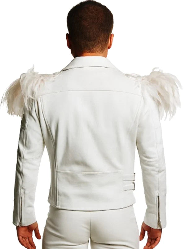 Taron Egerton Rocketman White Leather Jacket