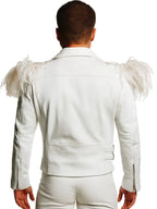 Taron Egerton Rocketman White Leather Jacket