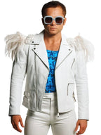 Taron Egerton Rocketman White Leather Jacket