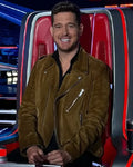 The-Voice-S28-Michael-Buble-Brown-Biker-Leather-Jacket