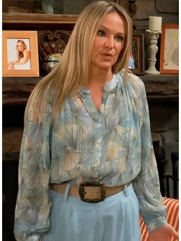 The Young and the Restless 2026 Sharon Newman Blue Floral Blouse