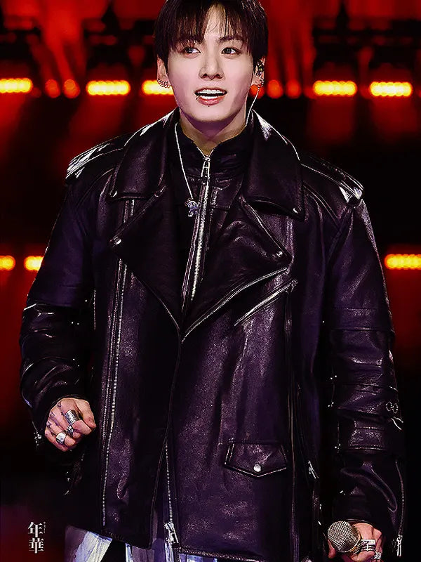 The Comeback Live Arirang Jungkook Black Leather Jacket